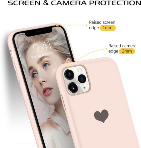 ETUI DO APPLE IPHONE 11 PRO MAX CASE RÓŻOWY SILIKONOWY Z SERCEM A2161