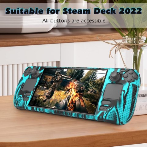 ETUI FUTERAŁ NA VALVE STEAM DECK 2021 SILIKONOWY NIEBIESKI CZARNY CASE