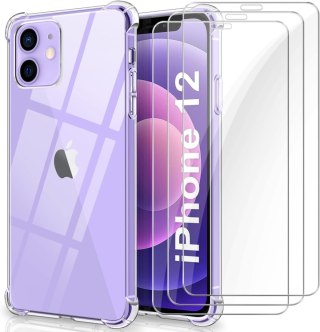 ETUI POKROWIEC APPLE IPHONE 12/12 PRO BEZBARWNE PLECKI +2x SZKŁO HARTOWANE