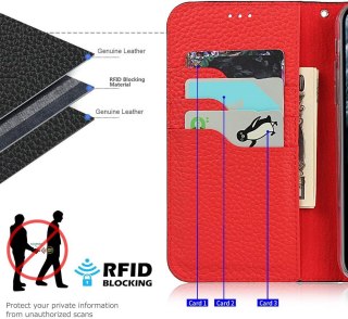 ETUI POKROWIEC APPLE IPHONE 13 CASE CZARNE ZAMYKANE Z KLAPKĄ ECOSKÓRA A2482