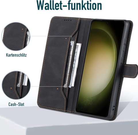 ETUI POKROWIEC SAMSUNG GALAXY S23 ULTRA CZARNE ZAMYKANE Z KLAPKĄ SM-G988B