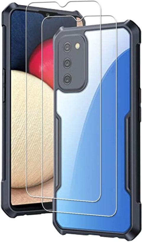 ETUI SAMSUNG GALAXY A03s CASE CZARNA RAMKA +2x SZKŁO HARTOWANE