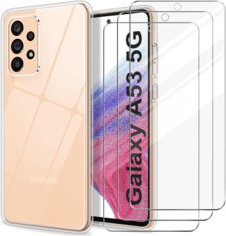 ETUI SAMSUNG GALAXY A53 5G BEZBRAWNE SILIKONOWE PLECKI +2x SZKŁO HARTOWANE