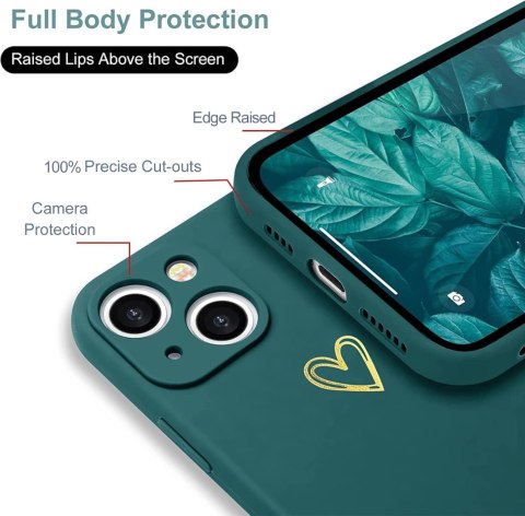 ETUI SILIKONOWE APPLE IPHONE 13 CASE BUTELKOWA ZIELEŃ ZŁOTE SERCE A2482