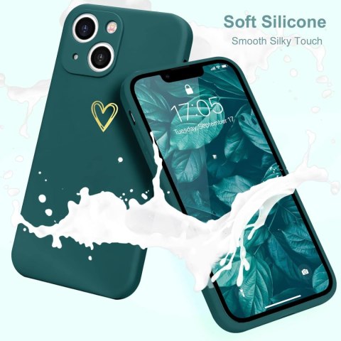 ETUI SILIKONOWE APPLE IPHONE 13 CASE BUTELKOWA ZIELEŃ ZŁOTE SERCE A2482