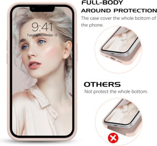 ETUI SILIKONOWE APPLE IPHONE 13 PRO MAX 6,7" JASNORÓŻOWE Z CZARNYM SERCEM