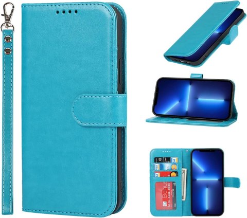 ETUI Z KLAPKĄ APPLE IPHONE 13 PRO MAX 6,7" CASE NIEBIESKI Z EKOSKÓRY A2484