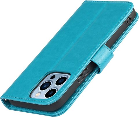 ETUI Z KLAPKĄ APPLE IPHONE 13 PRO MAX 6,7" CASE NIEBIESKI Z EKOSKÓRY A2484