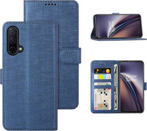 ETUI Z KLAPKĄ ONEPLUS NORD CE 5G 6.43" CASE NIEBIESKI SILIKON I TKANINA