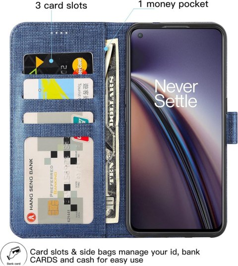 ETUI Z KLAPKĄ ONEPLUS NORD CE 5G 6.43" CASE NIEBIESKI SILIKON I TKANINA