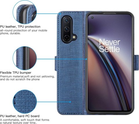 ETUI Z KLAPKĄ ONEPLUS NORD CE 5G 6.43" CASE NIEBIESKI SILIKON I TKANINA