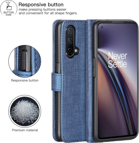 ETUI Z KLAPKĄ ONEPLUS NORD CE 5G 6.43" CASE NIEBIESKI SILIKON I TKANINA