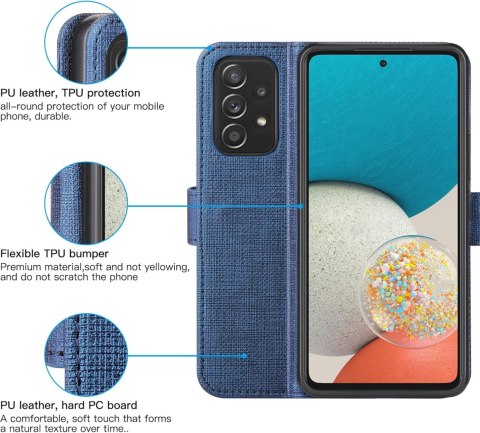 ETUI Z KLAPKĄ SAMSUNG GALAXY A53 5G NIEBIESKIE TEKSTURA MATERIAŁU SM-A5360