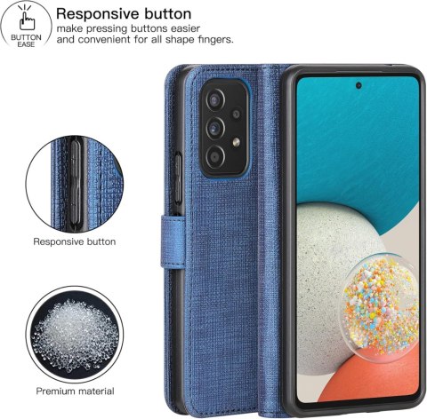 ETUI Z KLAPKĄ SAMSUNG GALAXY A53 5G NIEBIESKIE TEKSTURA MATERIAŁU SM-A5360