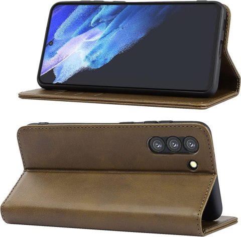 ETUI Z KLAPKĄ SAMSUNG GALAXY S21 FE 5G CASE ZIELONY OLIWKOWY EKOSKÓRA