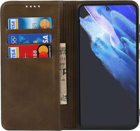 ETUI Z KLAPKĄ SAMSUNG GALAXY S21 FE 5G CASE ZIELONY OLIWKOWY EKOSKÓRA