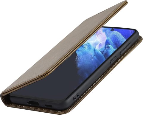 ETUI Z KLAPKĄ SAMSUNG GALAXY S21 FE 5G CASE ZIELONY OLIWKOWY EKOSKÓRA