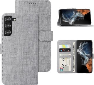 ETUI Z KLAPKĄ SAMSUNG GALAXY S22 CASE SZARY SILIKON TKANINA SM-S901