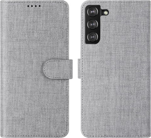 ETUI Z KLAPKĄ SAMSUNG GALAXY S22 CASE SZARY SILIKON TKANINA SM-S901