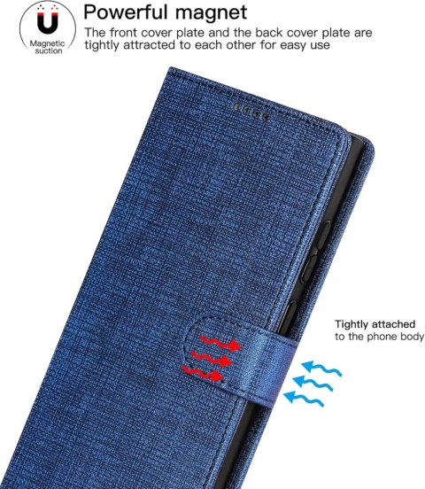 ETUI Z KLAPKĄ SAMSUNG GALAXY S22 ULTRA 5G CASE GRANATOWY FAKTURA MATERIAŁU