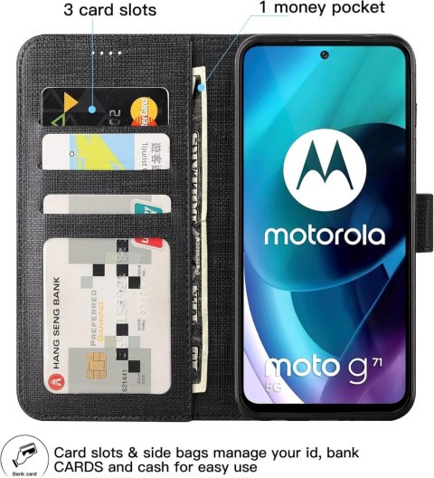 ZAMYKANE ETUI MOTOROLA MOTO G71 5G CZARNY CASE Z KLAPKĄ