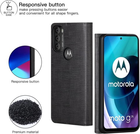 ZAMYKANE ETUI MOTOROLA MOTO G71 5G CZARNY CASE Z KLAPKĄ