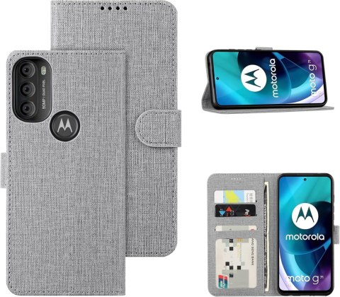 ZAMYKANE ETUI MOTOROLA MOTO G71 5G SZARY CASE Z KLAPKĄ MAGNETYCZNE ZAPIĘCIE