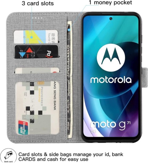 ZAMYKANE ETUI MOTOROLA MOTO G71 5G SZARY CASE Z KLAPKĄ MAGNETYCZNE ZAPIĘCIE