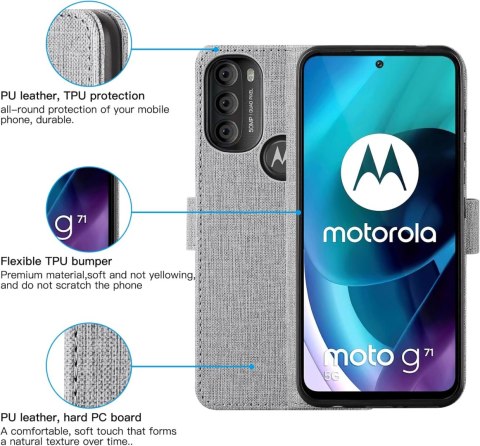 ZAMYKANE ETUI MOTOROLA MOTO G71 5G SZARY CASE Z KLAPKĄ MAGNETYCZNE ZAPIĘCIE