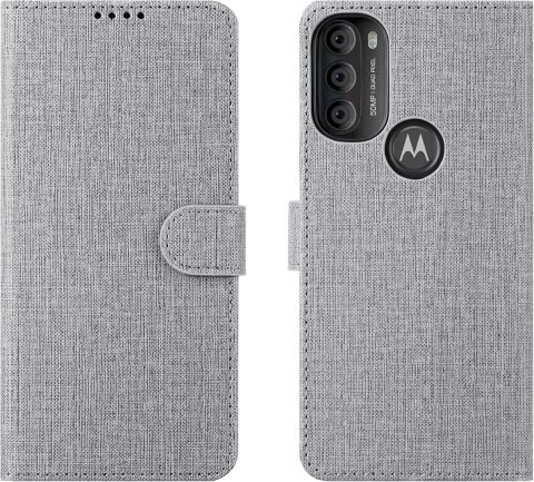 ZAMYKANE ETUI MOTOROLA MOTO G71 5G SZARY CASE Z KLAPKĄ MAGNETYCZNE ZAPIĘCIE