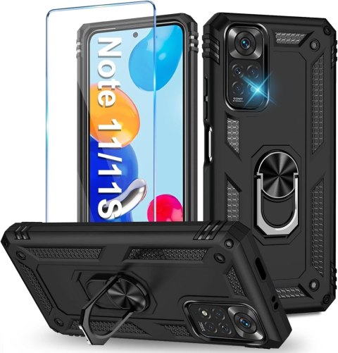 ZESTAW ETUI PANCERNE XIAOMI REDMI NOTE 11/NOTE 11S CASE CZARNY +SZKŁO