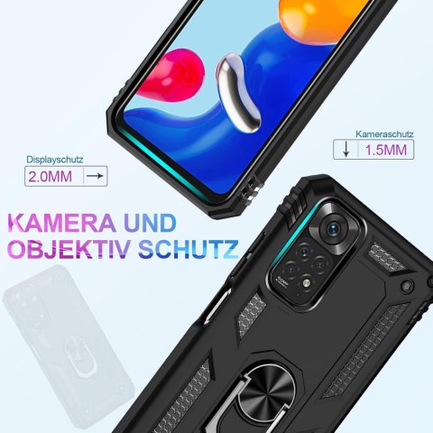 ZESTAW ETUI PANCERNE XIAOMI REDMI NOTE 11/NOTE 11S CASE CZARNY +SZKŁO