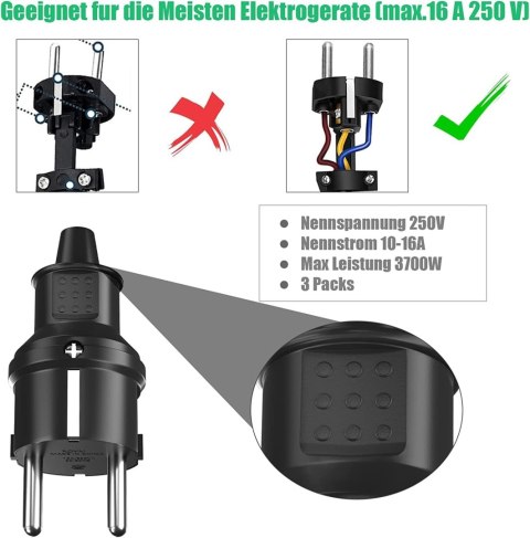 6x WTYCZKA SIECIOWA 250V 16A DO KABLA 6-16mm SEBS IP44