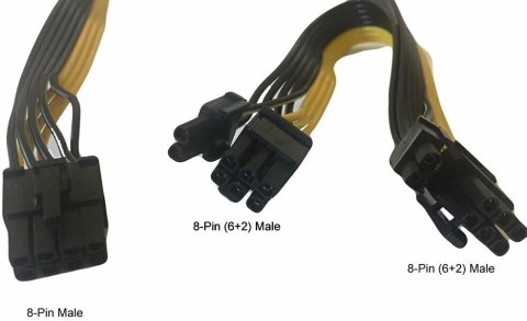 ADAPTER ZASILANIA PROCESORA ATX CPU 8-PIN NA DUAL PCIe 8(6+2) 60CM + 20CM