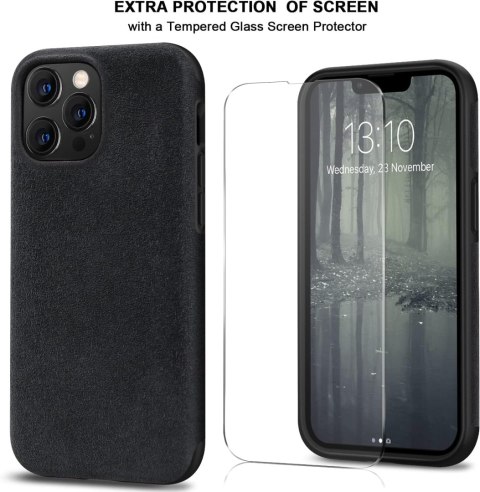 ETUI APPLE IPHONE 13 PRO MAX CZARNY CASE Z FUTERKIEM +SZKŁO HARTOWANE A2484