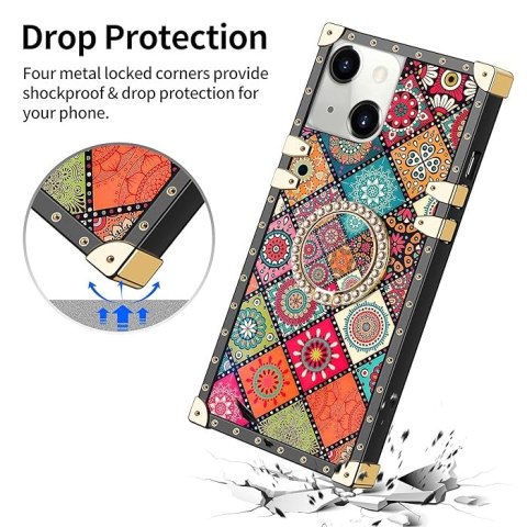 ETUI APPLE IPHONE 13/14 CASE SILIKONOWY MAROKAŃSKIE WZORY MANDALE +RING