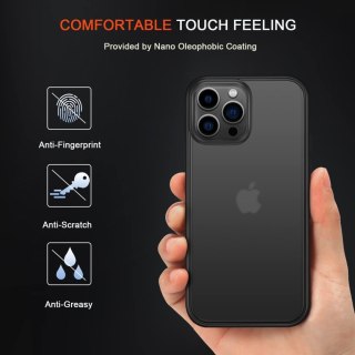 ETUI APPLE IPHONE 14 PRO CASE CZARNY MATOWY PÓŁPRZEZROCZYSTY LEKKI A2890