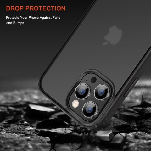 ETUI APPLE IPHONE 14 PRO CASE CZARNY MATOWY PÓŁPRZEZROCZYSTY LEKKI A2890