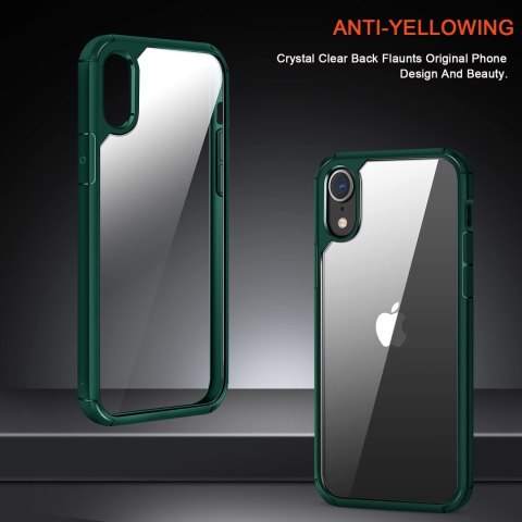 ETUI APPLE IPHONE XR ZIELONA RAMKA PRZEZROCZYSTE PLECKI +SZKŁO HARTOWANE