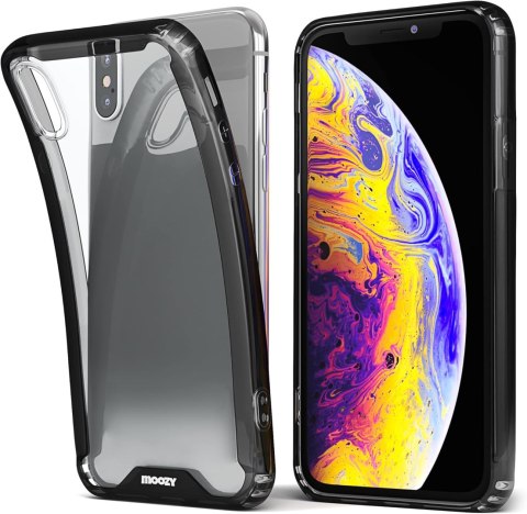 ETUI APPLE IPHONE X/XS CASE SILIKONOWY CIEMNA RAMKA PRZEZROCZYSTE PLECKI