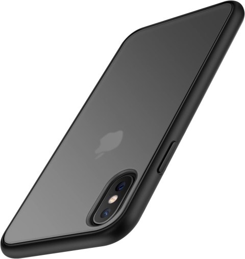 ETUI APPLE IPHONE XS MAX CASE SILIKONOWY CZARNY PÓŁTRANSPARENTNY +SZKŁO