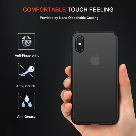 ETUI APPLE IPHONE XS MAX CASE SILIKONOWY CZARNY PÓŁTRANSPARENTNY +SZKŁO