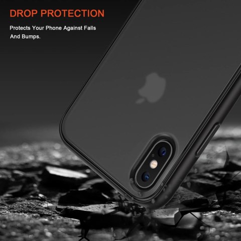 ETUI APPLE IPHONE XS MAX CASE SILIKONOWY CZARNY PÓŁTRANSPARENTNY +SZKŁO