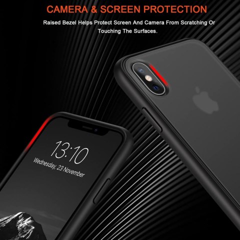 ETUI APPLE IPHONE XS MAX CASE SILIKONOWY CZARNY PÓŁTRANSPARENTNY +SZKŁO