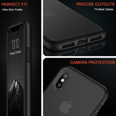 ETUI APPLE IPHONE XS MAX CASE SILIKONOWY CZARNY PÓŁTRANSPARENTNY +SZKŁO