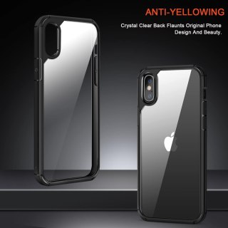 ETUI APPLE IPHONE XS/X PRZEZROCZYSTE PLECKI CZARNA RAMKA +SZKŁO HARTOWANE