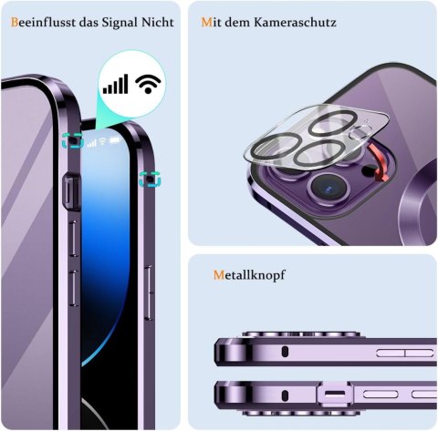 ETUI BUMPER APPLE IPHONE 14 PRO FIOLETOWA RAMKA SOLIDNA +SZKŁO NA APARAT