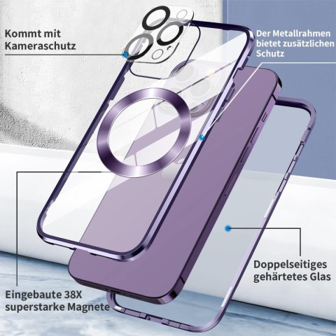 ETUI BUMPER APPLE IPHONE 14 PRO FIOLETOWA RAMKA SOLIDNA +SZKŁO NA APARAT