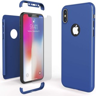 ETUI BUMPER APPLE IPHONE XS MAX CASE NIEBIESKI MATOWY +SZKŁO HARTOWANE