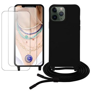 ETUI DO APPLE IPHONE 13 PRO 6.10" SILIKONOWE CZARNE +2x SZKŁO HARTOWANE